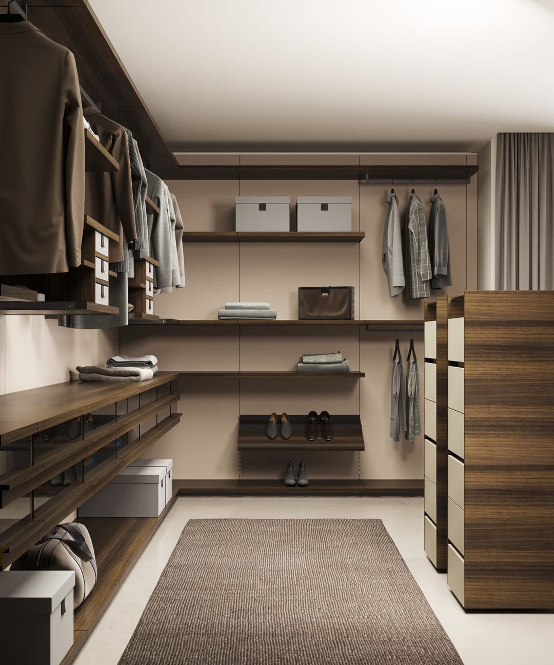 Hype, thanks to its extreme flexibility, allows you to design with great aesthetic performance linear, angular or customized solutions using the most of the space available.